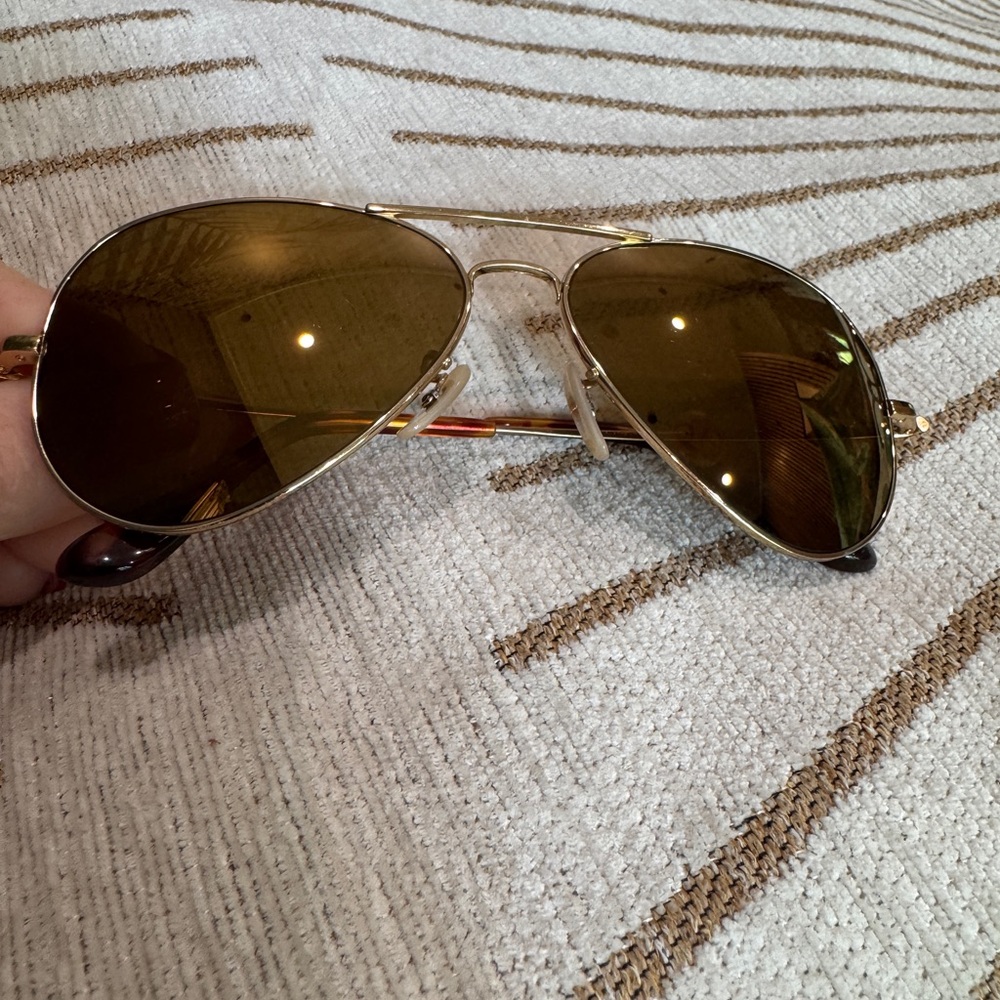 Ray ban RB8029-k large Gold Chrome polarized Aviator Sunglasses